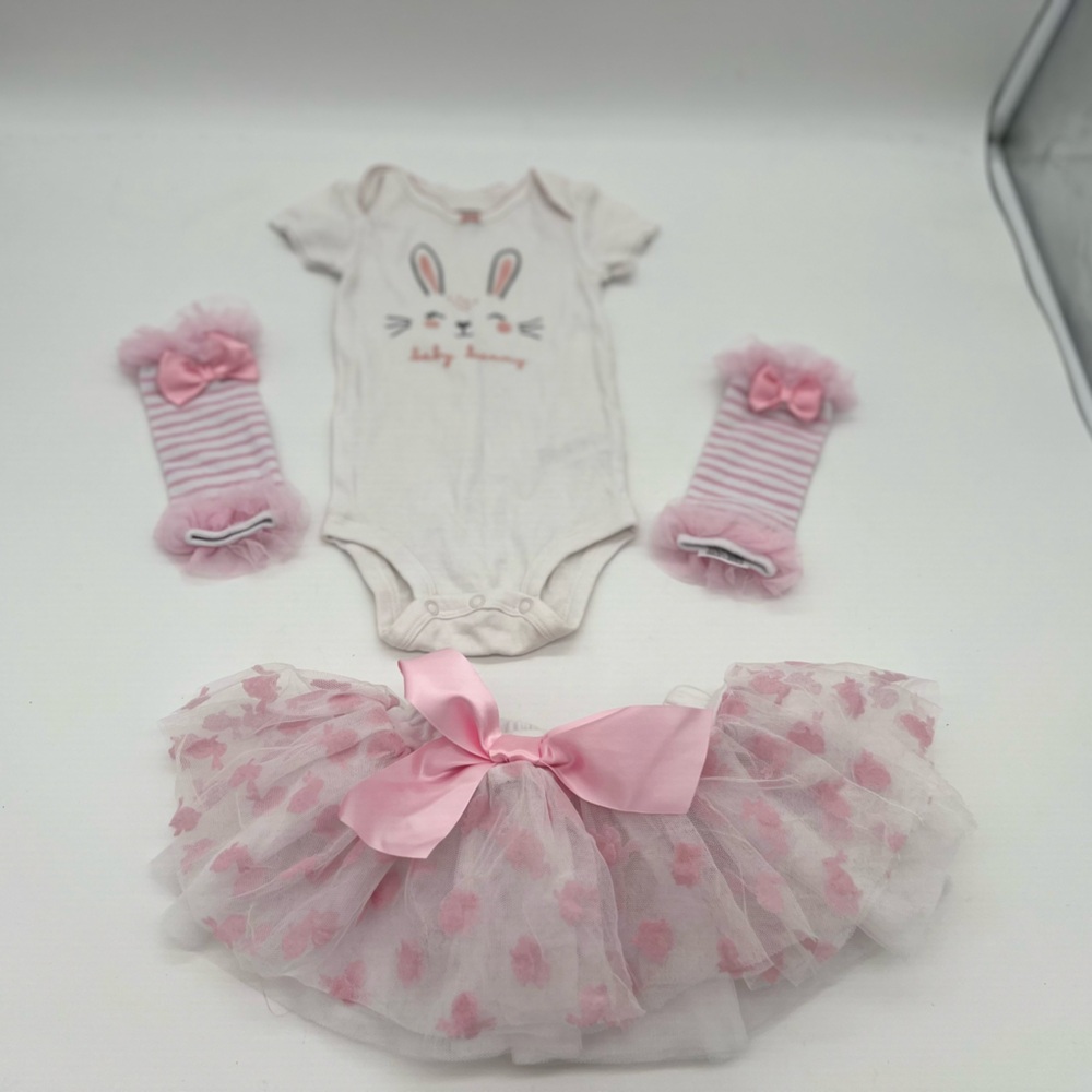 Carter's Baby Bunny Girl Bodysuit Tutu Dress Socks Set  9 M